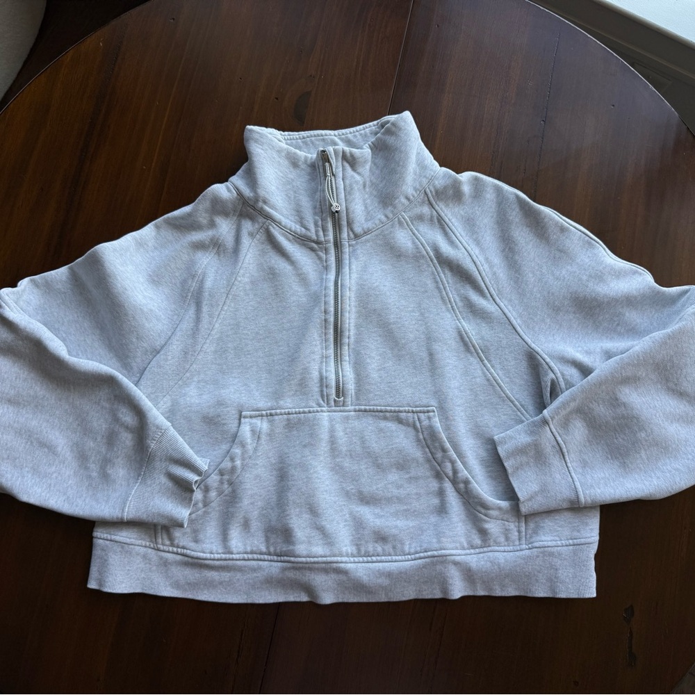 lululemon athletica Light Gray Half-Zip Cropped Sweatshirt